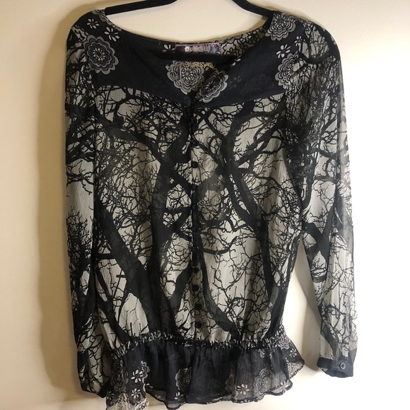 Desigual flowy long sleeve shirt size XS - Picture 1 of 4